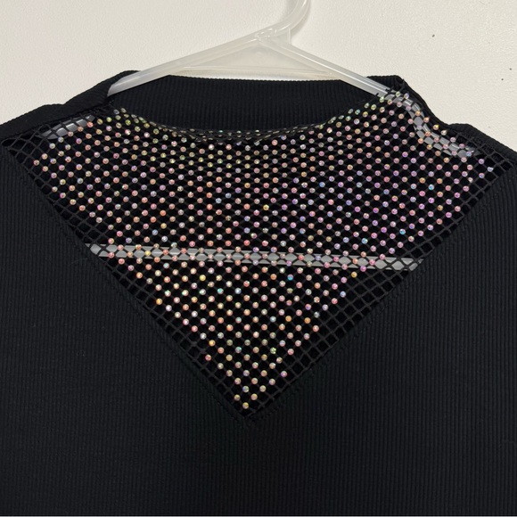 Nikki Lund Shirt Womens Small Black Long Sleeve Tee Stretch Rhinestone NWT - Picture 4 of 9